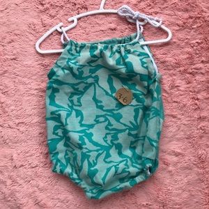Teal Handmade Woven Wrap Scrap Bubble Romper - Size 3-6 Months *NEW*